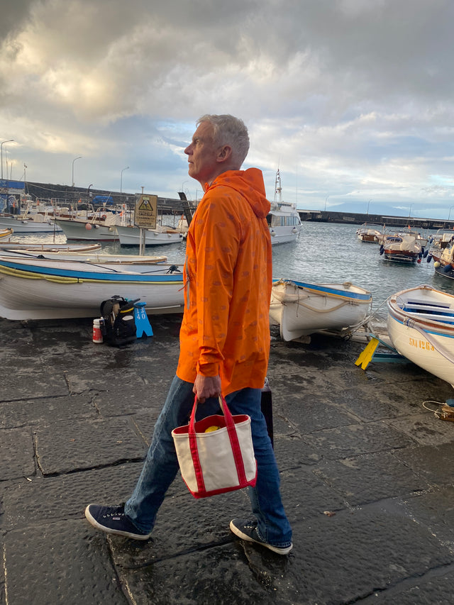 Cleverhood Orange Flash Zipster Jacket on dock