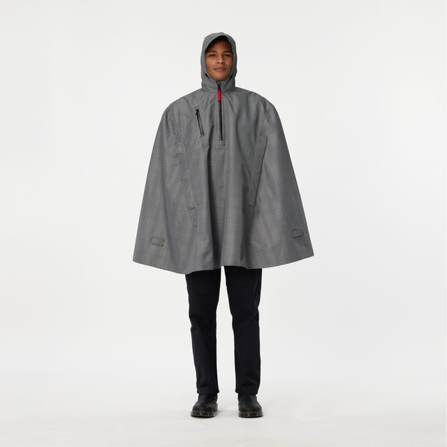 Cleverhood_Urbanaut Rain Cape Houndstooth Gray
