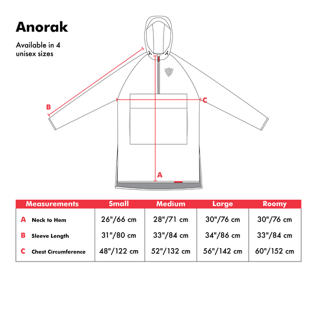 Anorak Size Chart Small Medium Large Roomy