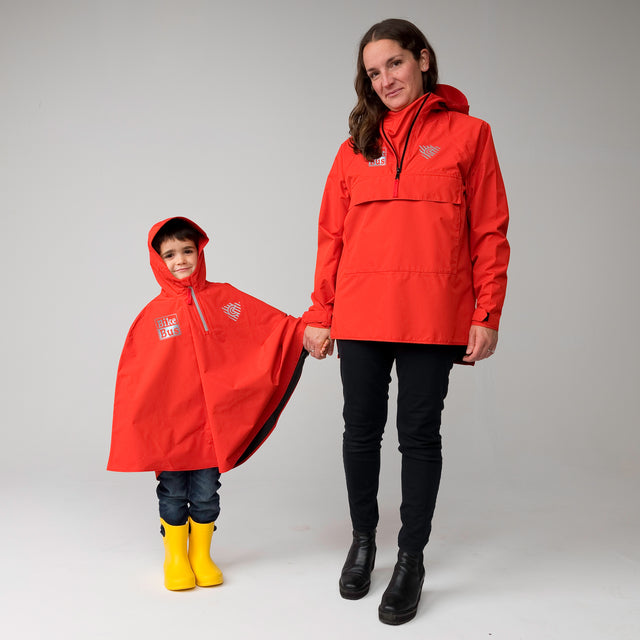 Cleverhood_Bike_Bus_Kids_Cape_and_Adult Rover Rain Cape_Red